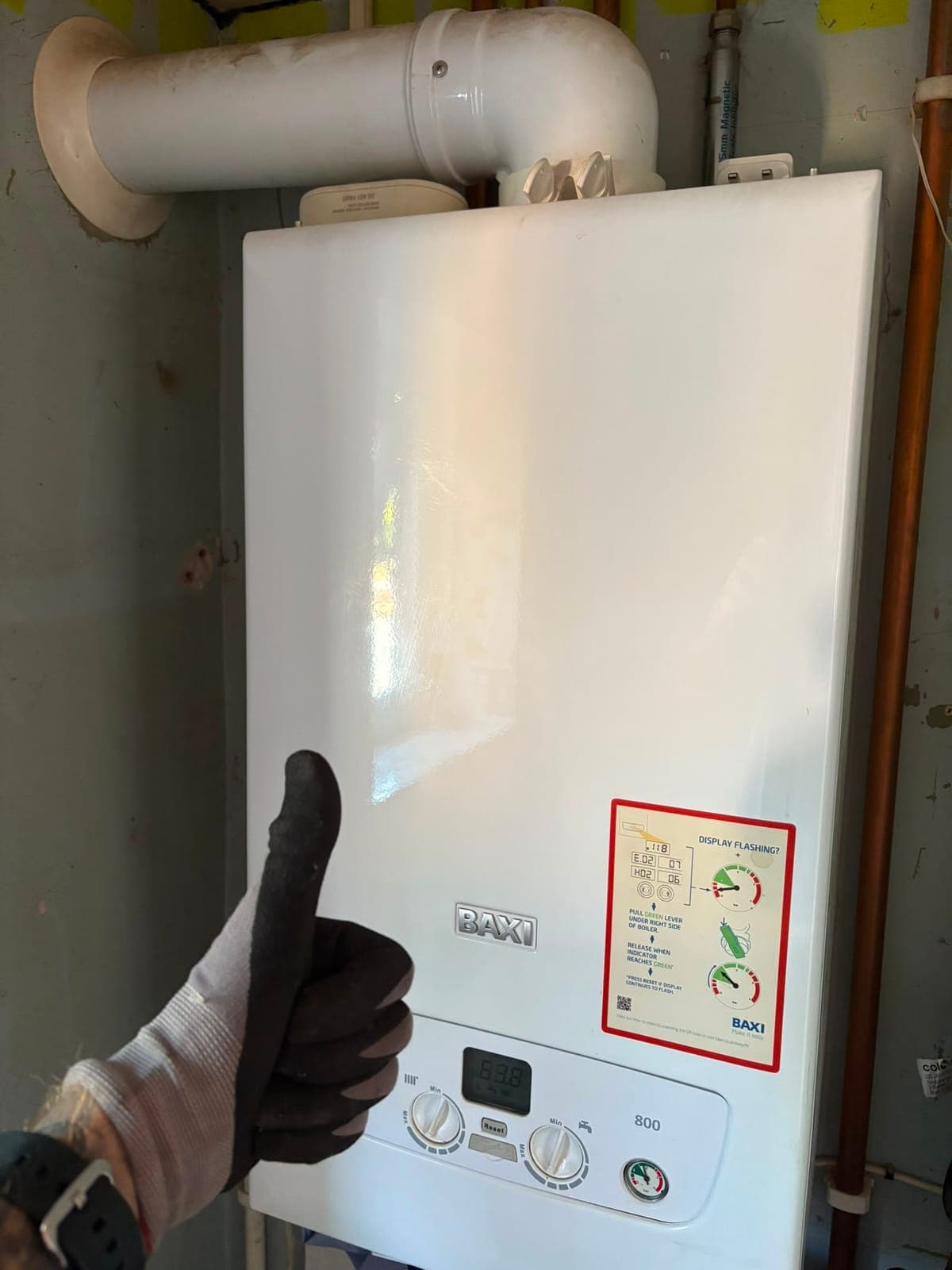 Newly installed Baxi 800 combi boiler