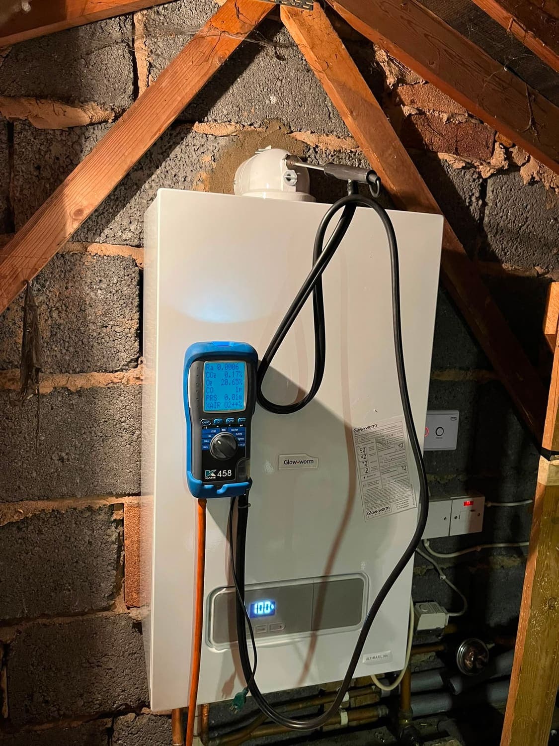 Glow-worm boiler commissioned in a loft