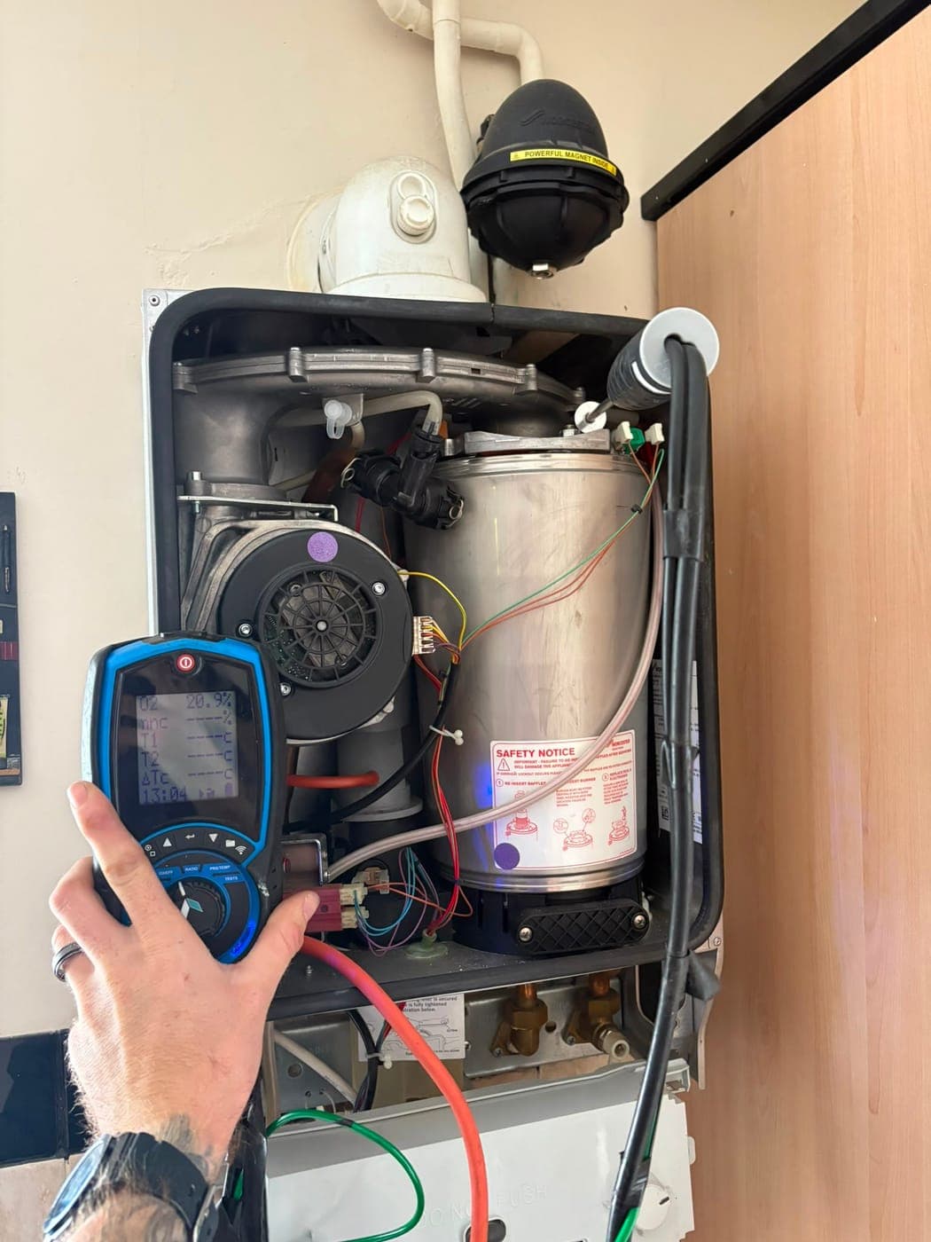 Worcester boiler serviced and tested with an analyser